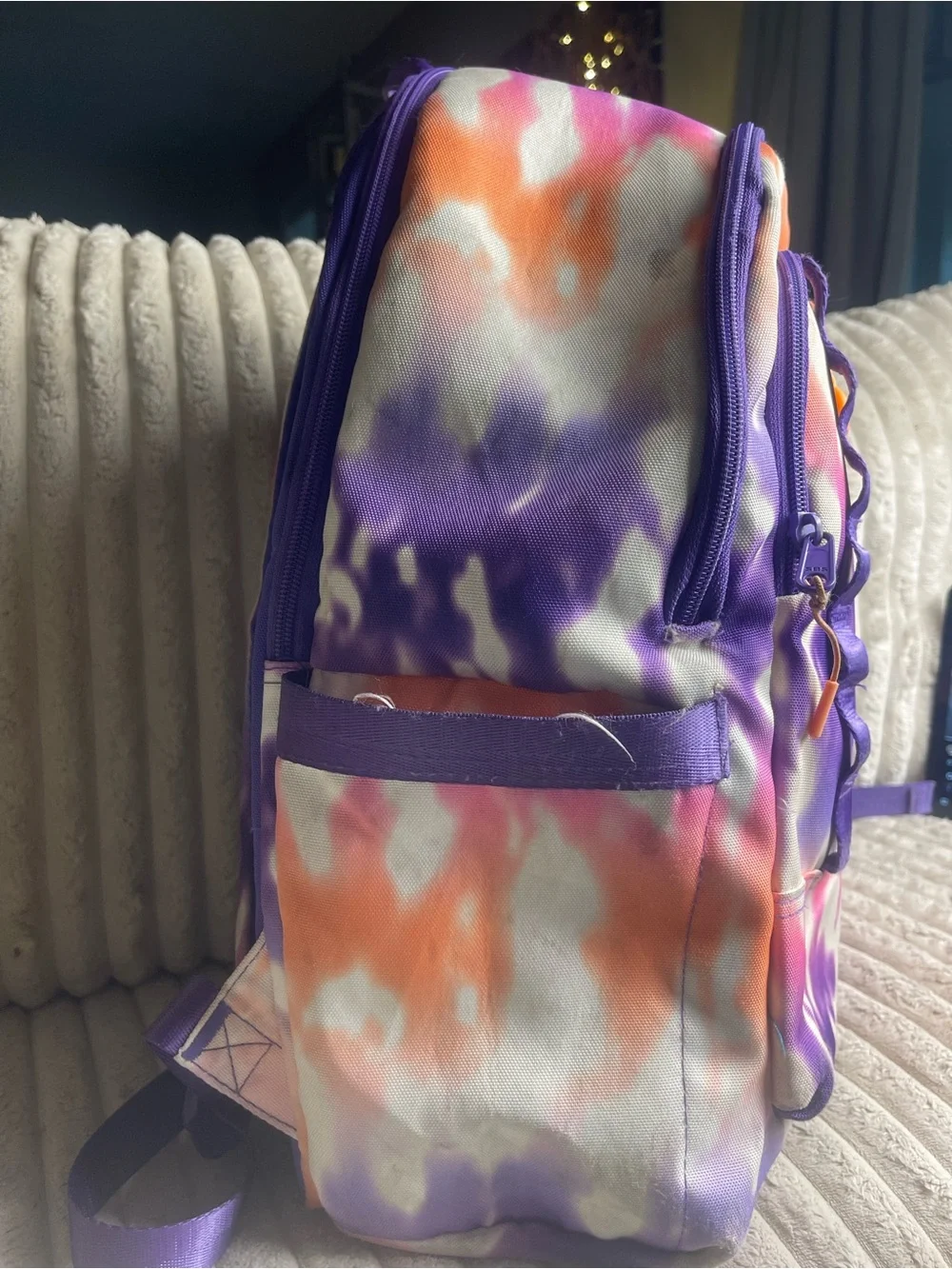 Purple & Pink Tie-Dye Canvas Backpack - Unbranded